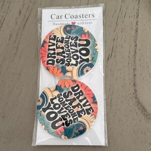 Car Coasters - Floral "Drive Safe Someone Loves You" Set